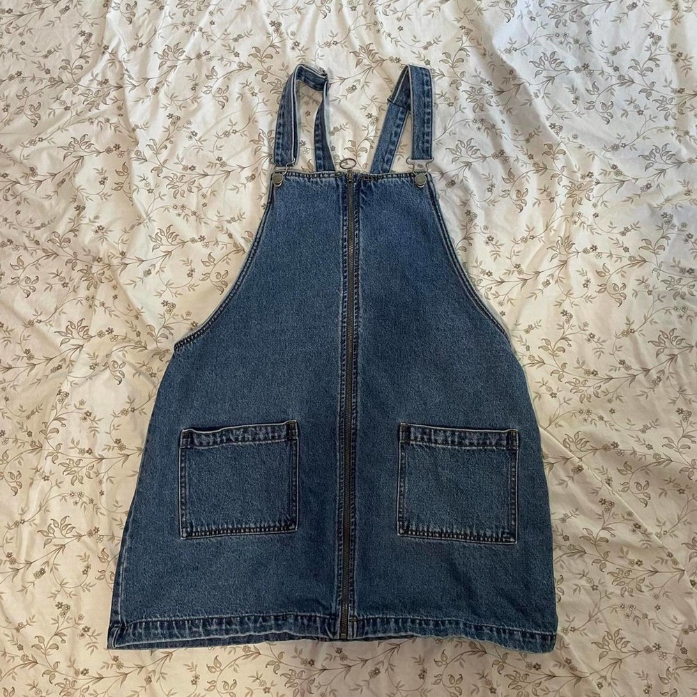 Wild fable denim circle zipper up overall mini dress